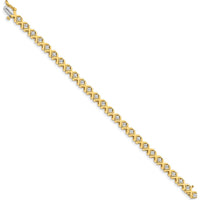 14K Yellow Gold Tennis Bracelet with 26 Round Diamonds in Prong Settings - 2.4 Carat Total Diamond Weight by Monteluci Fine Jewelry