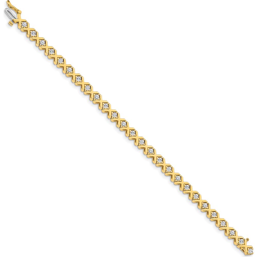 14K Yellow Gold Tennis Bracelet with 26 Round Diamonds in Prong Settings - 2.4 Carat Total Diamond Weight by Monteluci Fine Jewelry