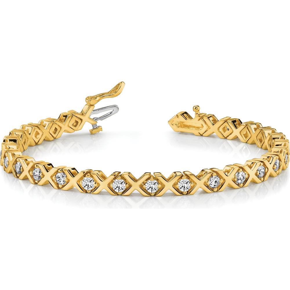 14K Yellow Gold Tennis Bracelet with 26 Round Diamonds in Prong Settings - 2.4 Carat Total Diamond Weight by Monteluci Fine Jewelry