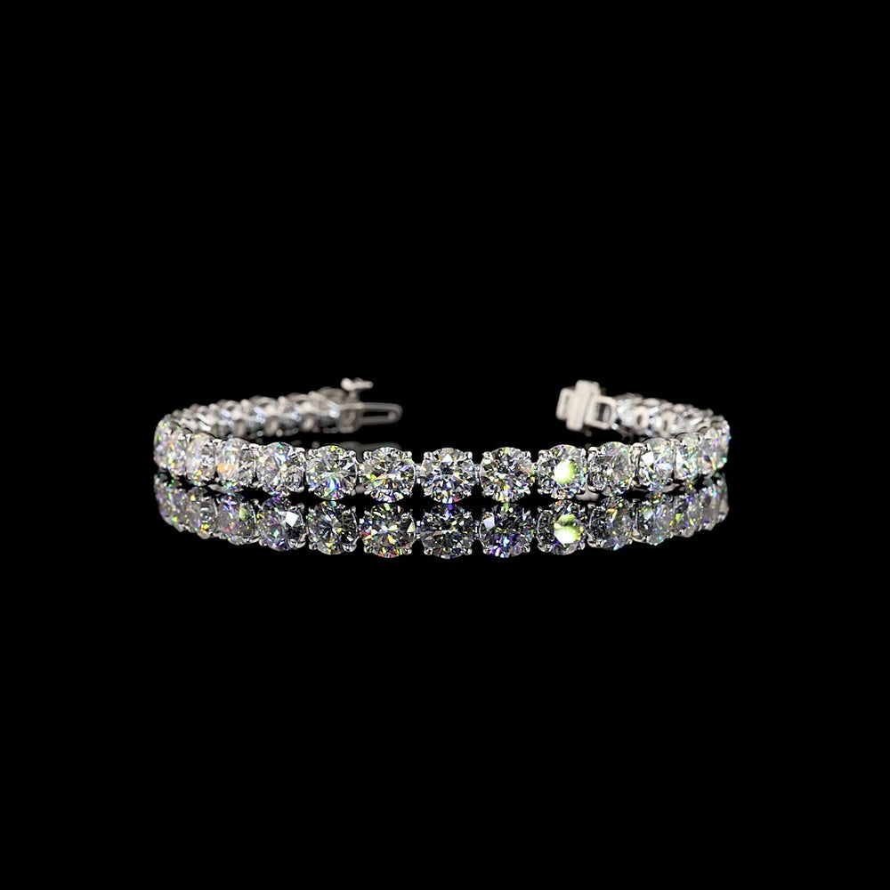 14K Yellow Gold Tennis Bracelet with 28 Prong-Set Round Cut Lab Diamonds - 19.90 Total Carat Weight, E-F Color, VS1 Clarity - Covaloro Fine Jewelry