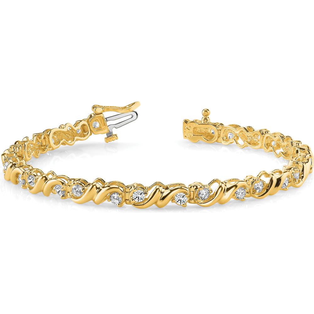 14K Yellow Gold Tennis Bracelet with 28 Round Diamonds - 2.88 Carat Total Diamond Weight by Monteluci Fine Jewelry