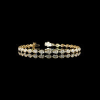 14K Yellow Gold Tennis Bracelet with 29 East-West Bezel Set Pear Shape Lab Grown Diamonds - 4.59 Carat Total Weight - Covaloro Fine Jewelry