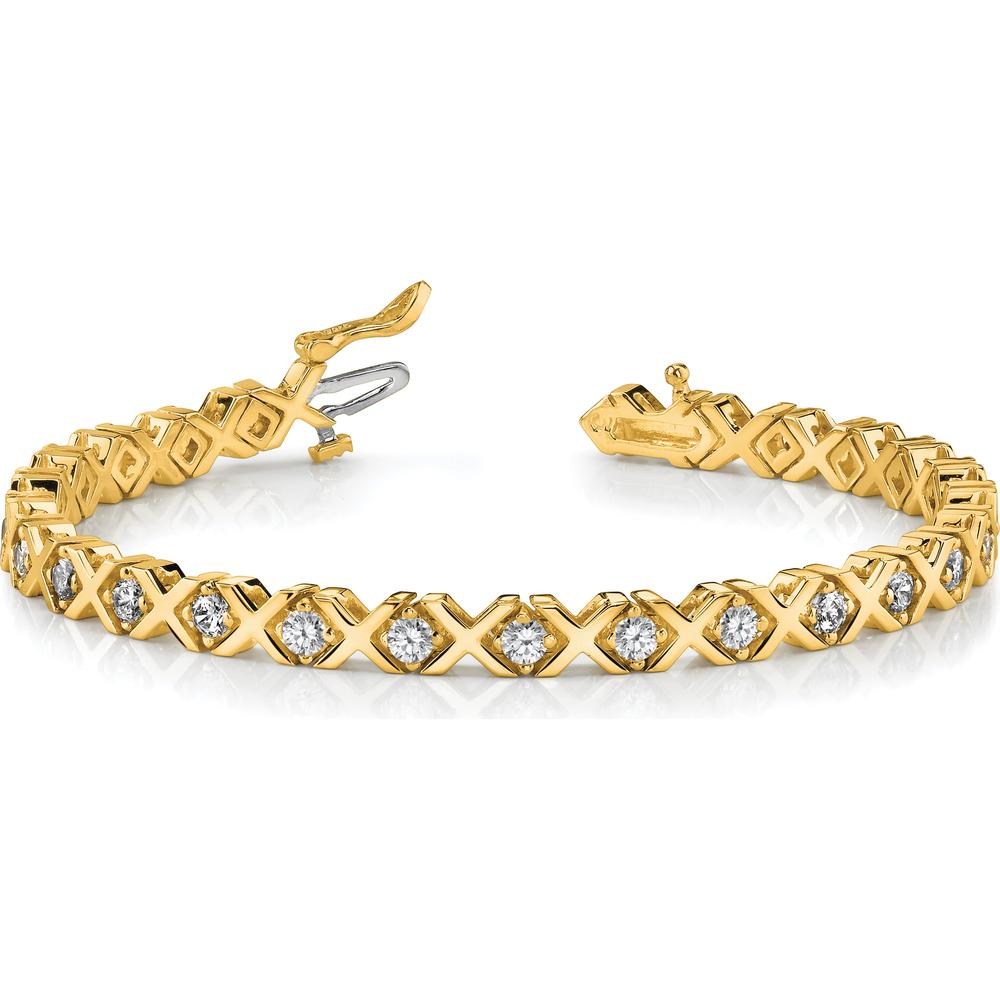 14K Yellow Gold Tennis Bracelet with 29 Round Diamonds Set in 4-Prong Mounting - 2.6mm Diamonds, 7" Length by Monteluci Fine Jewelry