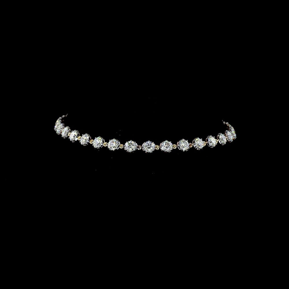 14K Yellow Gold Tennis Bracelet with 30 Prong-&-Bezel Set Round Lab Diamonds - 4.45 Carat Total Weight, E-F Color, VS Clarity - Covaloro Fine Jewelry