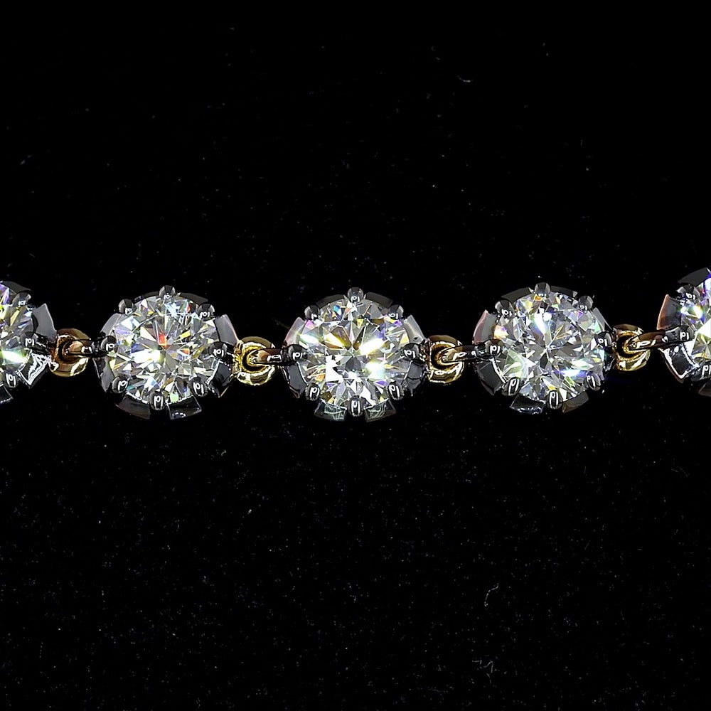 14K Yellow Gold Tennis Bracelet with 30 Prong-&-Bezel Set Round Lab Diamonds - 4.45 Carat Total Weight, E-F Color, VS Clarity - Covaloro Fine Jewelry