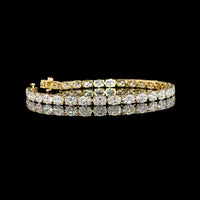 14K Yellow Gold Tennis Bracelet with 32 East-West Oval Cut Lab Diamonds - 10.00 Total Carat Weight, E-F Color VS Clarity - Covaloro Fine Jewelry