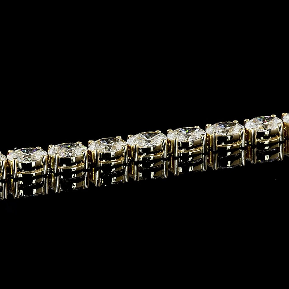 14K Yellow Gold Tennis Bracelet with 32 East-West Oval Cut Lab Diamonds - 10.00 Total Carat Weight, E-F Color VS Clarity - Covaloro Fine Jewelry