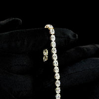 14K Yellow Gold Tennis Bracelet with 32 East-West Oval Cut Lab Diamonds - 10.00 Total Carat Weight, E-F Color VS Clarity - Covaloro Fine Jewelry