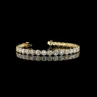14K Yellow Gold Tennis Bracelet with 34 Prong-Set Round Lab Diamonds - 17.53 Carats Total Weight, E-F Color, VS1 Clarity - Covaloro Fine Jewelry