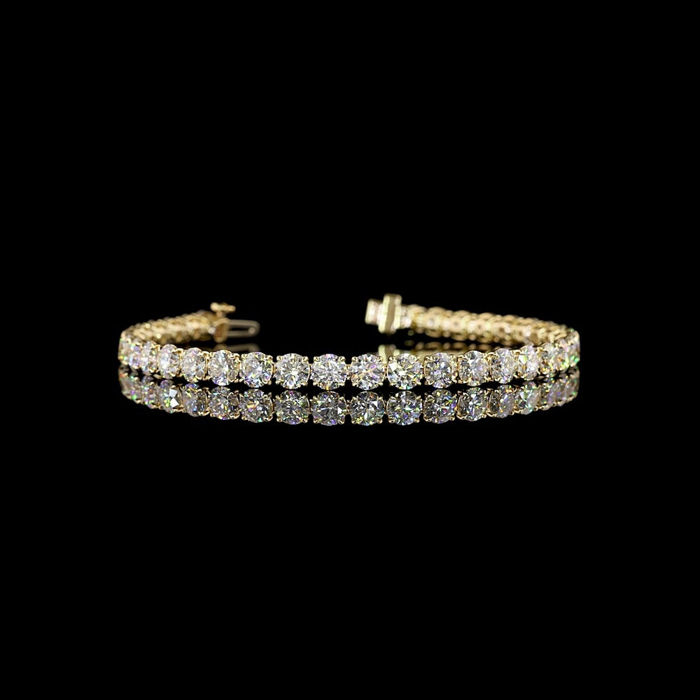 14K Yellow Gold Tennis Bracelet with 36 Prong Set Round Lab Diamonds - 11.97 Carat Total Weight, E-F VS - Covaloro Fine Jewelry