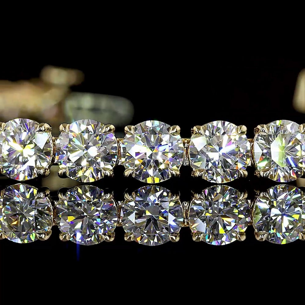 14K Yellow Gold Tennis Bracelet with 36 Prong Set Round Lab Diamonds - 11.97 Carat Total Weight, E-F VS - Covaloro Fine Jewelry