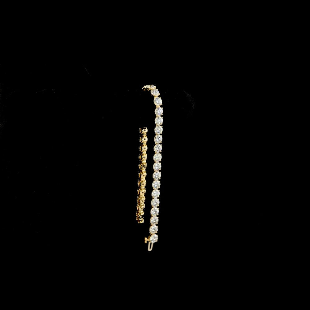 14K Yellow Gold Tennis Bracelet with 36 Prong Set Round Lab Diamonds - 11.97 Carat Total Weight, E-F VS - Covaloro Fine Jewelry