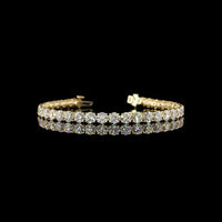 14K Yellow Gold Tennis Bracelet with 36 Prong-Set Round Lab Diamonds - 12.21 Carats Total Diamond Weight - Covaloro Fine Jewelry