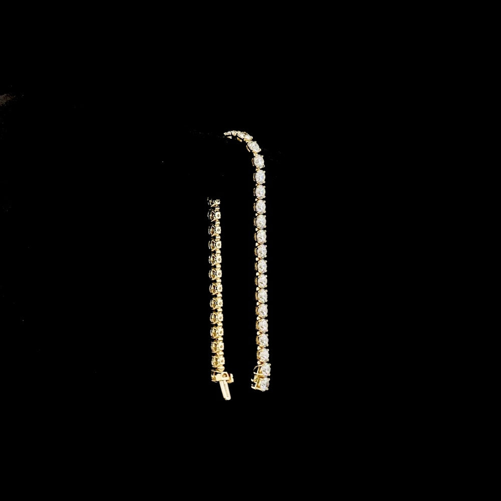 14K Yellow Gold Tennis Bracelet with 36 Prong-Set Round Lab Diamonds - 12.21 Carats Total Diamond Weight - Covaloro Fine Jewelry