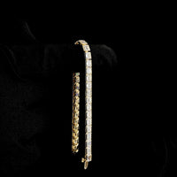 14K Yellow Gold Tennis Bracelet with 37 East-West Half-Bezel Set Emerald Cut Lab Diamonds - 11.96 Carat Total Weight - Covaloro Fine Jewelry