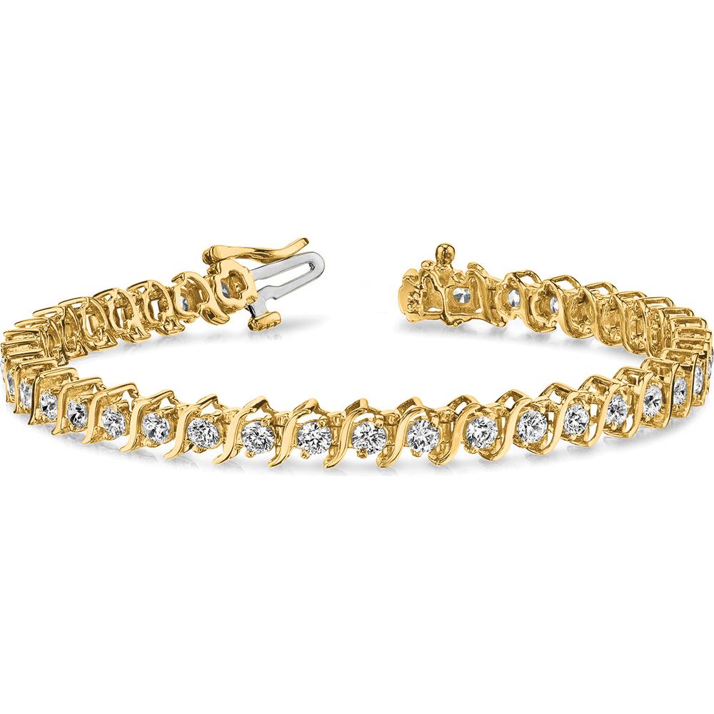 14K Yellow Gold Tennis Bracelet with 38 Round Diamonds - 3.0mm Each Diamond, 7" Length by Monteluci Fine Jewelry
