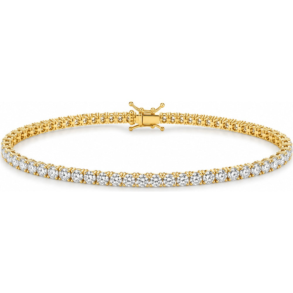 14K Yellow Gold Tennis Bracelet with 4-Prong Set Round Brilliant Diamonds - 2.22 Carat Total Diamond Weight by Auriventus