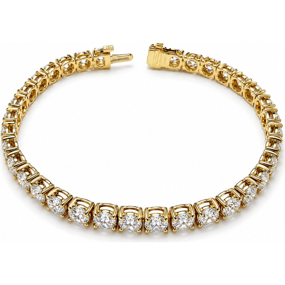 14K Yellow Gold Tennis Bracelet with 4-Prong Set Round Lab-Grown Diamonds - 15.60 Carat Total Diamond Weight by Auriventus
