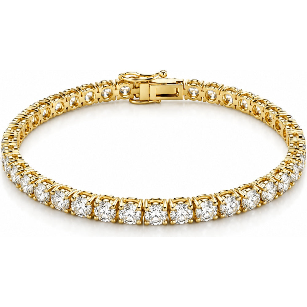 14K Yellow Gold Tennis Bracelet with 4-Prong Set Round Lab Grown Diamonds - 16.80 Carat Total Diamond Weight by Auriventus