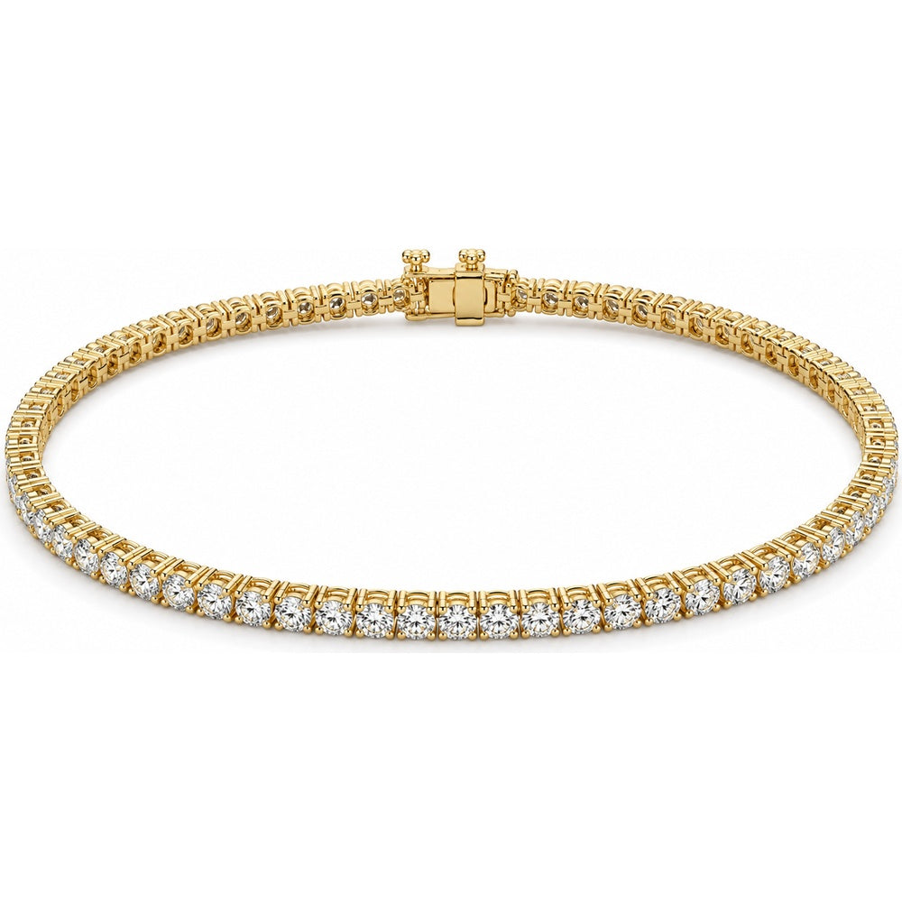 14K Yellow Gold Tennis Bracelet with 4-Prong Set Round Lab-Grown Diamonds - 2.97 Carat Total Diamond Weight by Auriventus