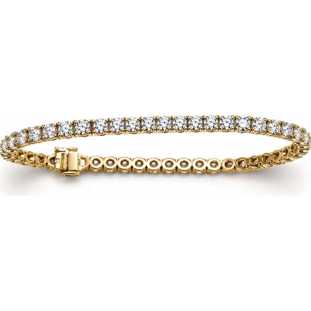 14K Yellow Gold Tennis Bracelet with 4-Prong Set Round Lab Grown Diamonds - 4.22 Carat Total Diamond Weight by Auriventus