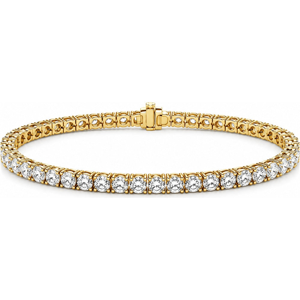 14K Yellow Gold Tennis Bracelet with 4-Prong Set Round Lab Grown Diamonds - 5.00 Carat Total Diamond Weight by Auriventus