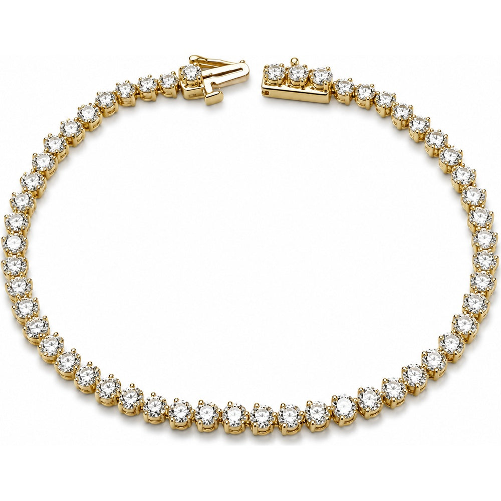 14K Yellow Gold Tennis Bracelet with 4-Prong Set Round Lab Grown Diamonds - 5.29 Carat Total Diamond Weight by Auriventus