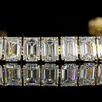 14K Yellow Gold Tennis Bracelet with 41 Emerald Cut Lab Diamonds - 17.29 Carat Total Diamond Weight, E-F Color VS Clarity - Covaloro Fine Jewelry