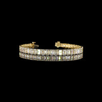 14K Yellow Gold Tennis Bracelet with 43 Emerald Cut Lab Diamonds - 17.94 Total Carat Weight, E-F Color VS1 Clarity - Covaloro Fine Jewelry