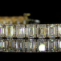 14K Yellow Gold Tennis Bracelet with 43 Emerald Cut Lab Diamonds - 17.94 Total Carat Weight, E-F Color VS1 Clarity - Covaloro Fine Jewelry