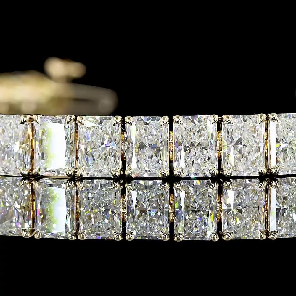 14K Yellow Gold Tennis Bracelet with 43 Radiant Cut Lab-Grown Diamonds - 15.13 Carat Total Diamond Weight - Covaloro Fine Jewelry