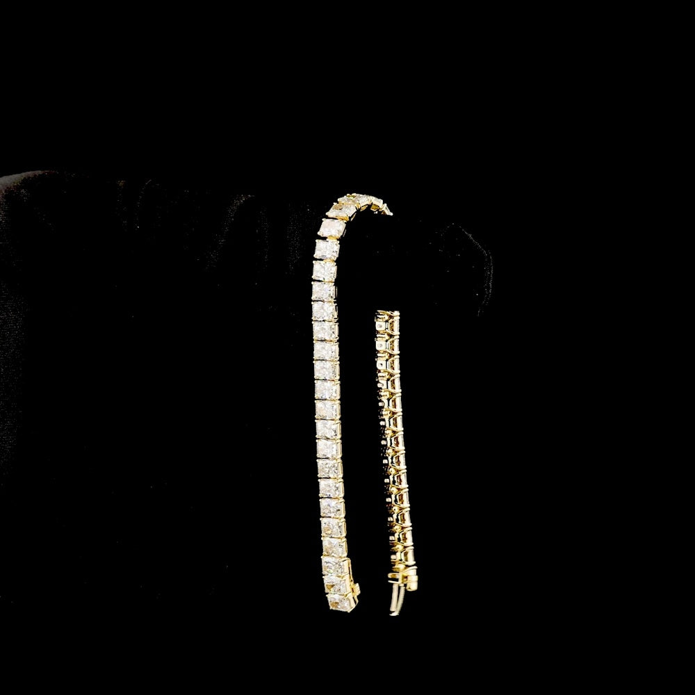 14K Yellow Gold Tennis Bracelet with 43 Radiant Cut Lab-Grown Diamonds - 15.13 Carat Total Diamond Weight - Covaloro Fine Jewelry