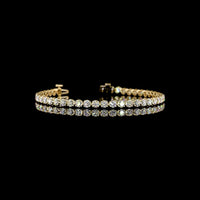 14K Yellow Gold Tennis Bracelet with 44 Round Brilliant Cut Lab Diamonds - 4.86 Carat Total Diamond Weight, E-F Color VS1 Clarity - Covaloro Fine Jewelry