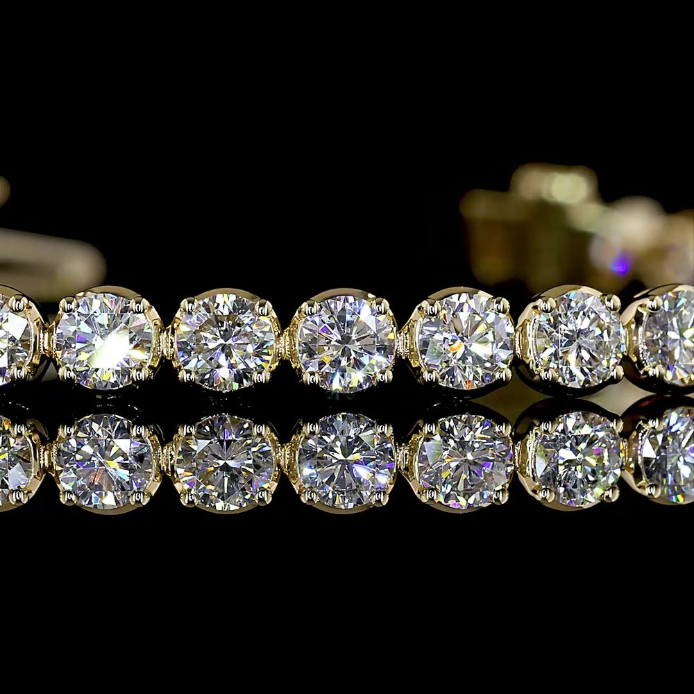 14K Yellow Gold Tennis Bracelet with 44 Round Brilliant Cut Lab Diamonds - 4.86 Carat Total Diamond Weight, E-F Color VS1 Clarity - Covaloro Fine Jewelry