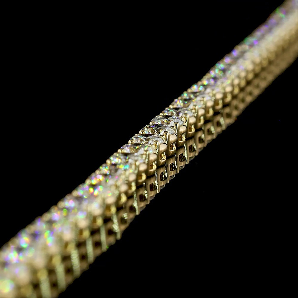 14K Yellow Gold Tennis Bracelet with 44 Round Brilliant Cut Lab Diamonds - 4.86 Carat Total Diamond Weight, E-F Color VS1 Clarity - Covaloro Fine Jewelry