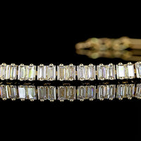 14K Yellow Gold Tennis Bracelet with 46 North-South Baguette Lab Diamonds - 1.50 Carat Total Weight E-F VS Clarity - Covaloro Fine Jewelry