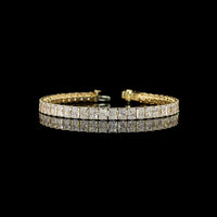 14K Yellow Gold Tennis Bracelet with 46 North-South Prong Set Radiant Cut Lab Diamonds - 16.89 Carat Total Weight, E-F Color, VS1 Clarity - Covaloro Fine Jewelry