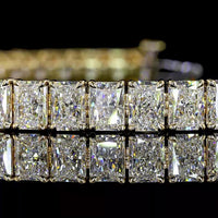 14K Yellow Gold Tennis Bracelet with 46 North-South Prong Set Radiant Cut Lab Diamonds - 16.89 Carat Total Weight, E-F Color, VS1 Clarity - Covaloro Fine Jewelry