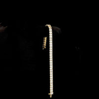 14K Yellow Gold Tennis Bracelet with 46 North-South Prong Set Radiant Cut Lab Diamonds - 16.89 Carat Total Weight, E-F Color, VS1 Clarity - Covaloro Fine Jewelry