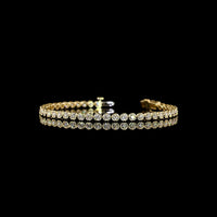 14K Yellow Gold Tennis Bracelet with 47 Bezel and Prong Set Round Natural Diamonds - 2.87 Carat Total Weight, E-F Color VS+ Clarity - Covaloro Fine Jewelry
