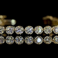 14K Yellow Gold Tennis Bracelet with 47 Bezel and Prong Set Round Natural Diamonds - 2.87 Carat Total Weight, E-F Color VS+ Clarity - Covaloro Fine Jewelry