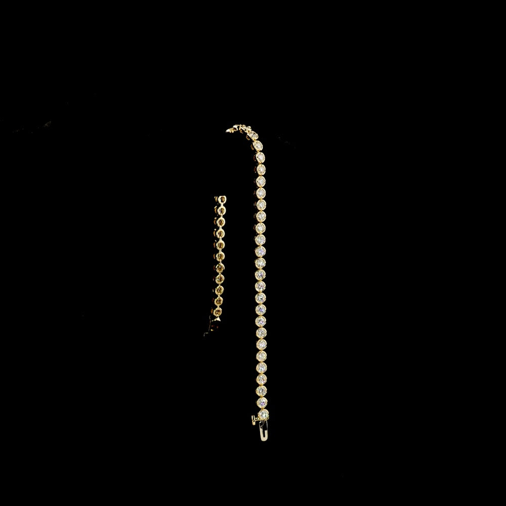 14K Yellow Gold Tennis Bracelet with 47 Bezel and Prong Set Round Natural Diamonds - 2.87 Carat Total Weight, E-F Color VS+ Clarity - Covaloro Fine Jewelry