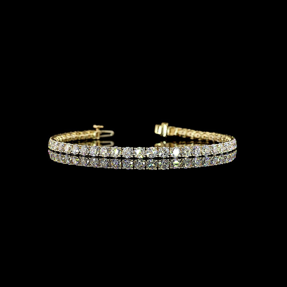 14K Yellow Gold Tennis Bracelet with 47 Round Brilliant Cut Lab Diamonds - 6.9 Carat Total Weight, E-F Color VS1 Clarity - Covaloro Fine Jewelry