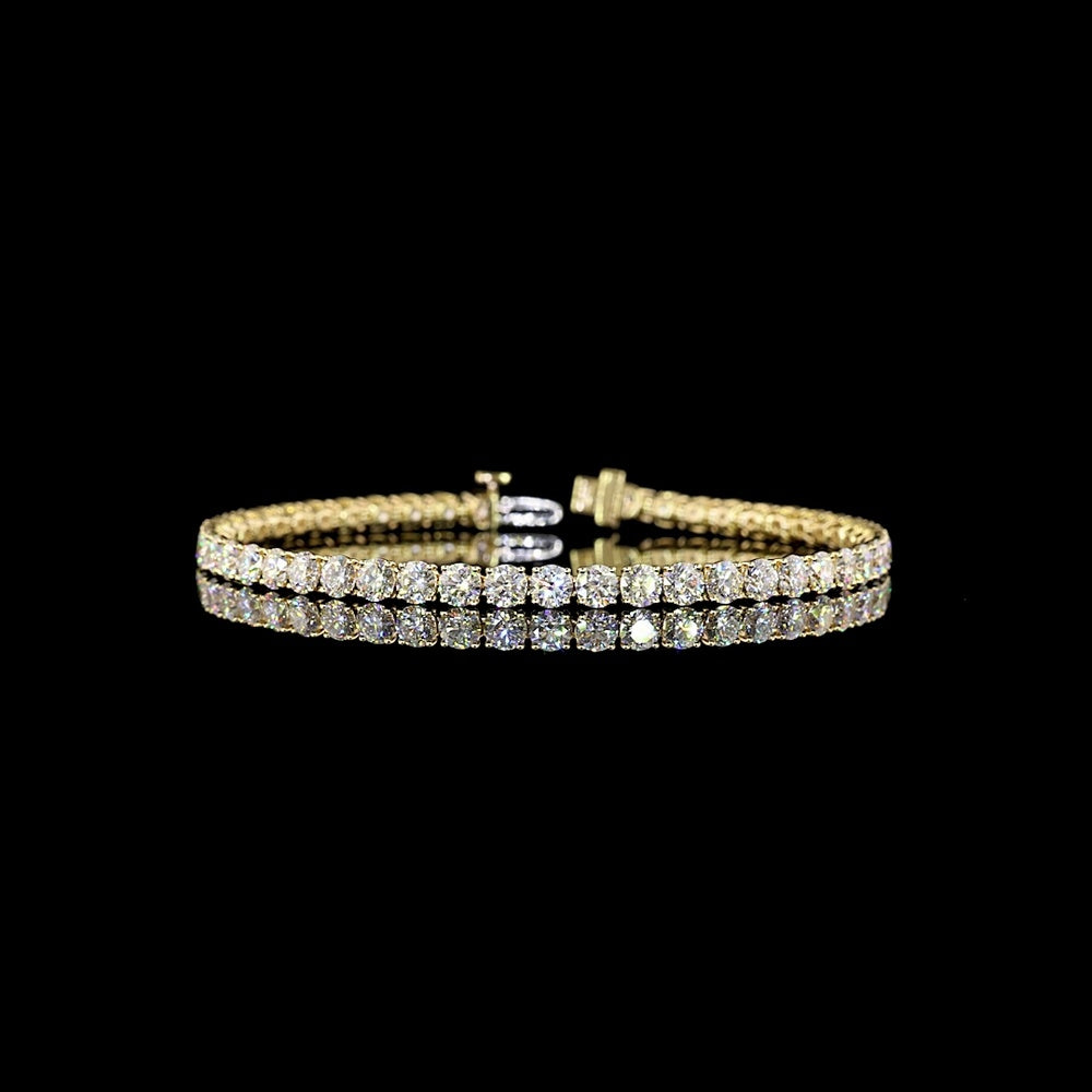 14K Yellow Gold Tennis Bracelet with 48 Round Brilliant Cut Lab Diamonds - 8.32 Carat Total Weight, E-F Color, VS1 Clarity - Covaloro Fine Jewelry