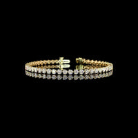 14K Yellow Gold Tennis Bracelet with 50 Prong Set Round Lab Diamonds - 5.18 Carat Total Weight E-F Color VS Clarity - Covaloro Fine Jewelry