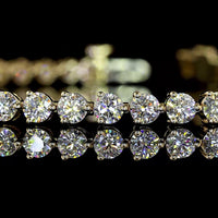 14K Yellow Gold Tennis Bracelet with 50 Prong Set Round Lab Diamonds - 5.18 Carat Total Weight E-F Color VS Clarity - Covaloro Fine Jewelry