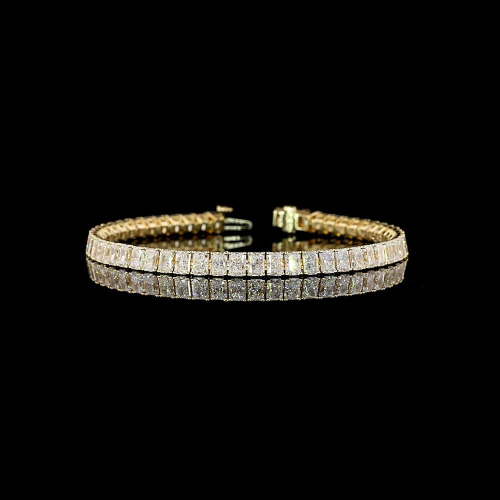 14K Yellow Gold Tennis Bracelet with 54 Radiant Cut Lab Diamonds - 11.93 Total Carat Weight, E-F Color, VS1 Clarity - Covaloro Fine Jewelry