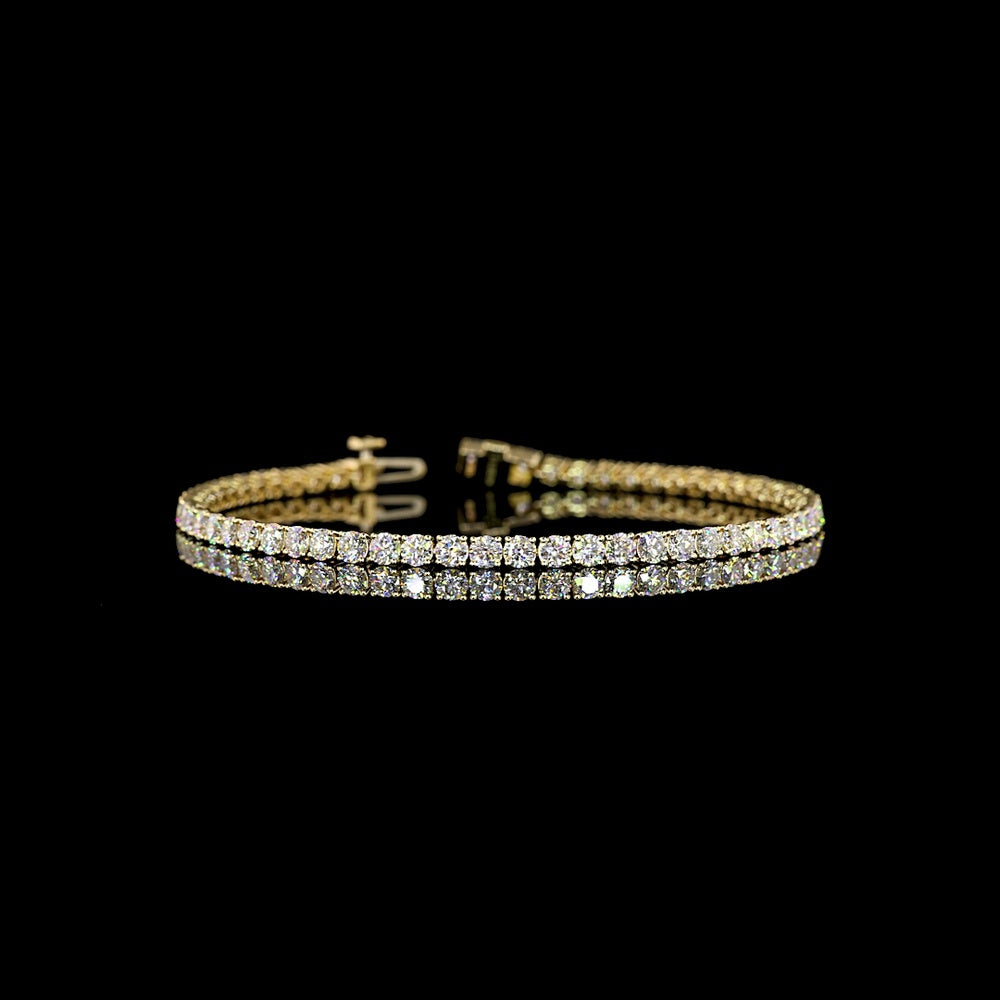 14K Yellow Gold Tennis Bracelet with 55 Round Brilliant Cut Lab Diamonds - 6.24 Carats Total Diamond Weight - Covaloro Fine Jewelry