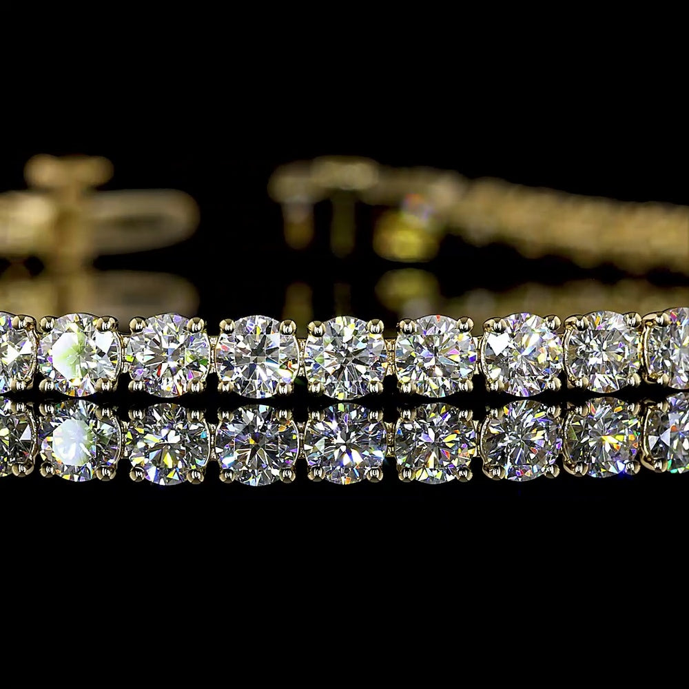 14K Yellow Gold Tennis Bracelet with 55 Round Brilliant Cut Lab Diamonds - 6.24 Carats Total Diamond Weight - Covaloro Fine Jewelry