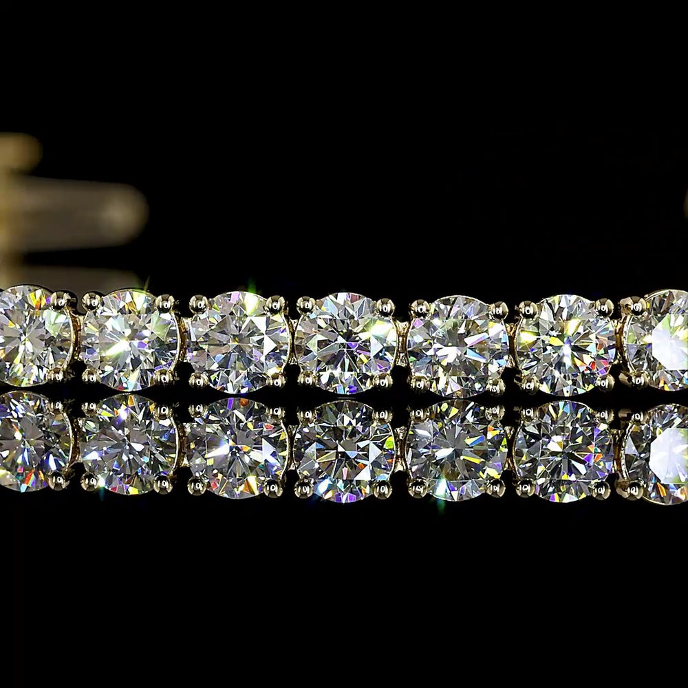 14K Yellow Gold Tennis Bracelet with 57 Round Brilliant Cut Lab Diamonds - 7.17 Carat Total Weight, E-F Color VS Clarity - Covaloro Fine Jewelry